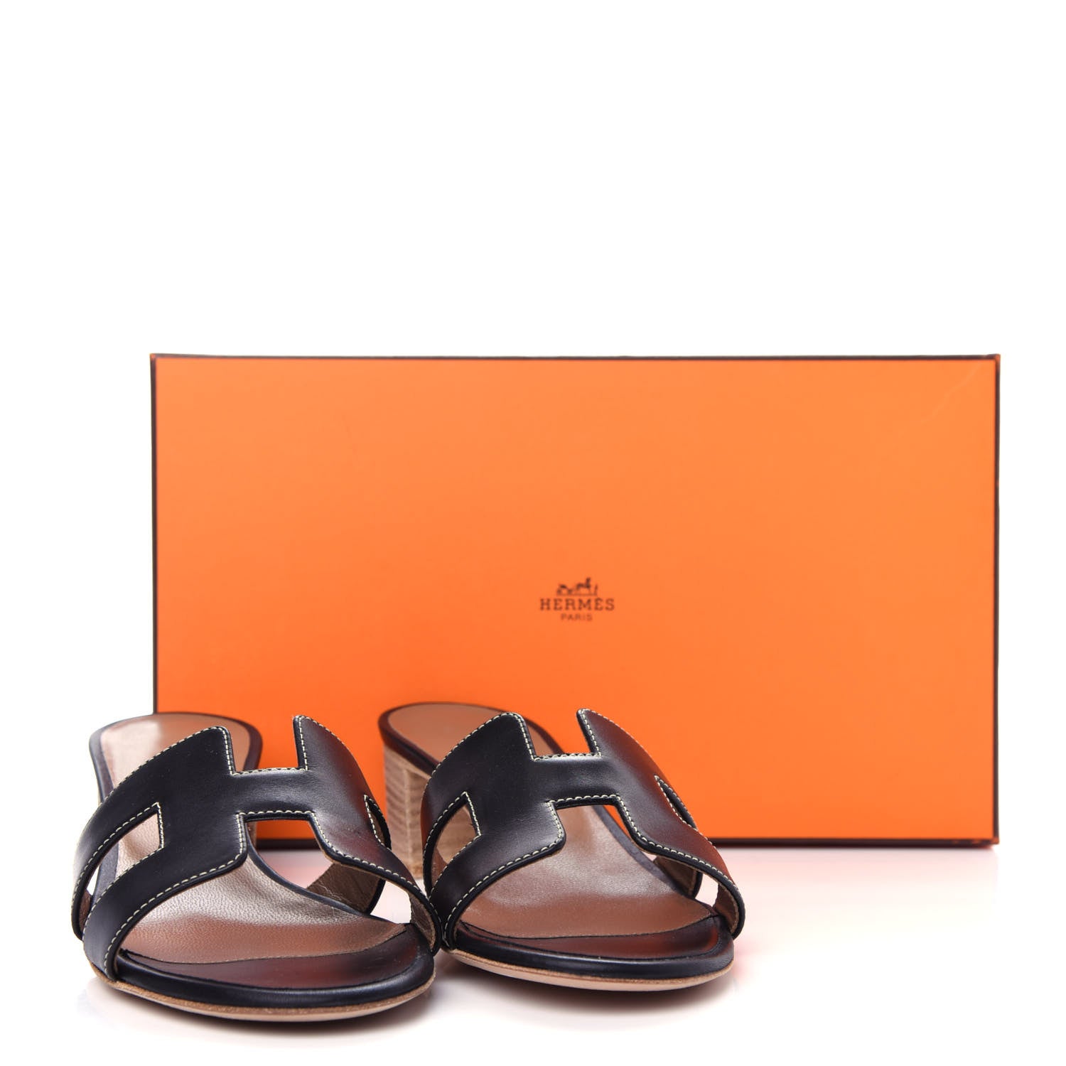 Hermes Calfskin Oasis Sandals 37 Black 11 of 11