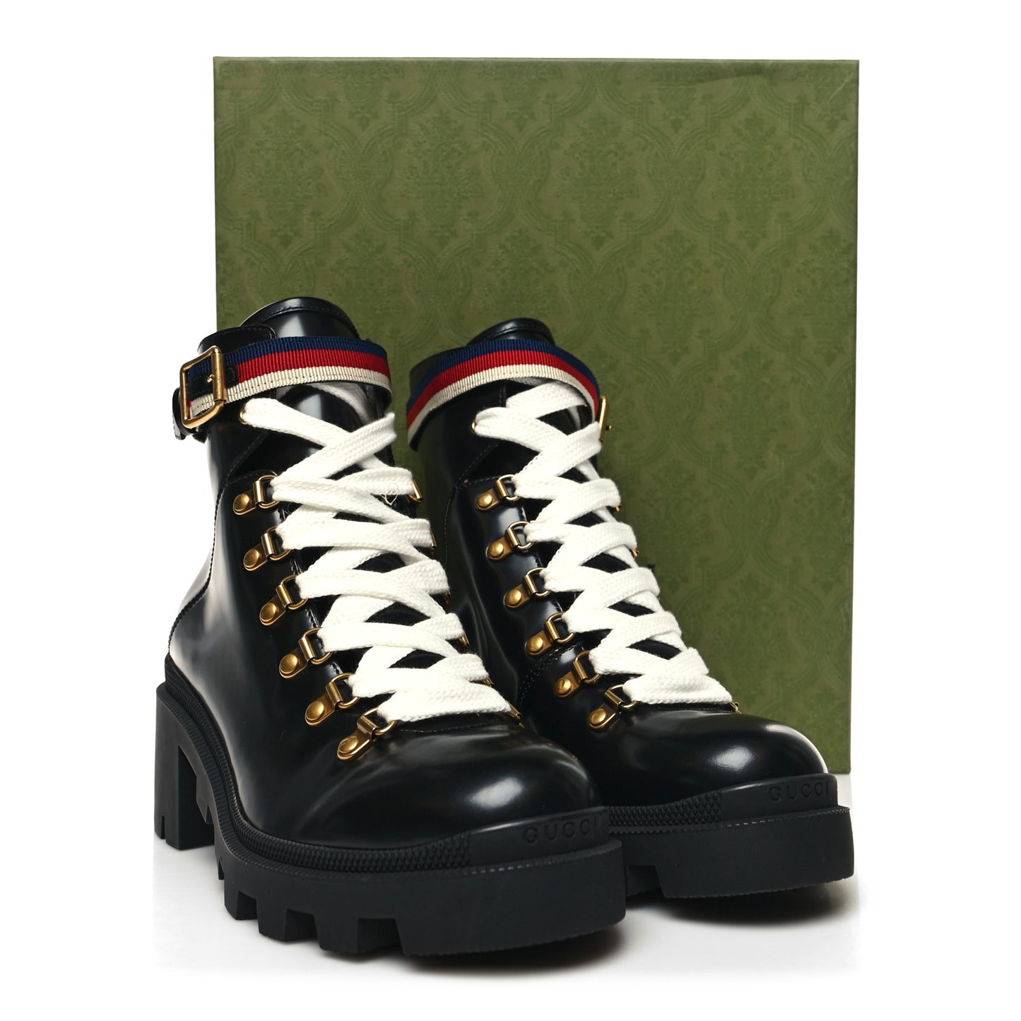 Calfskin Sylvie Web Womens Lace Up Combat Boots 39.5 Black