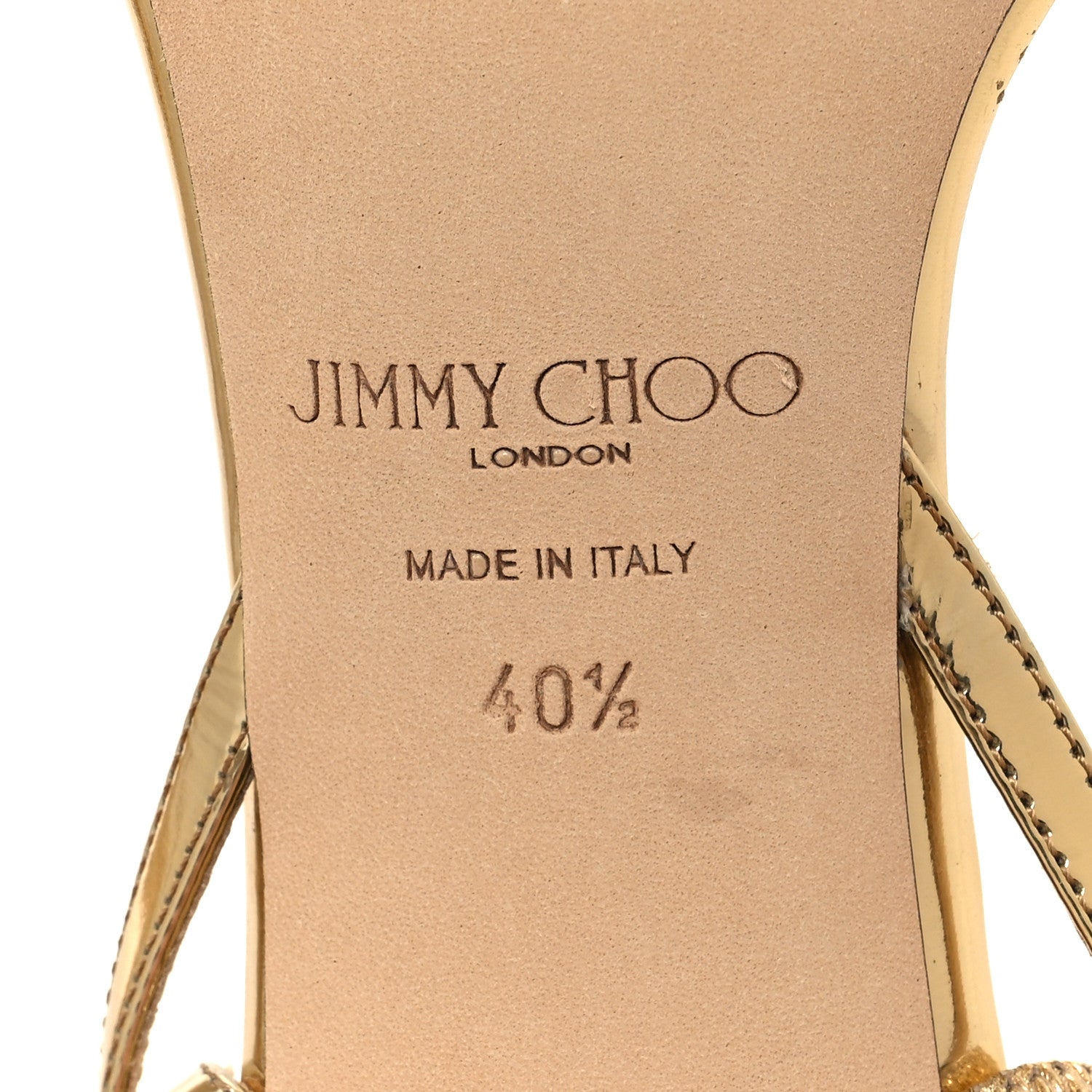 Jimmy Choo Patent Crystal Merira Sandals 40.5 Gold 6 of 8