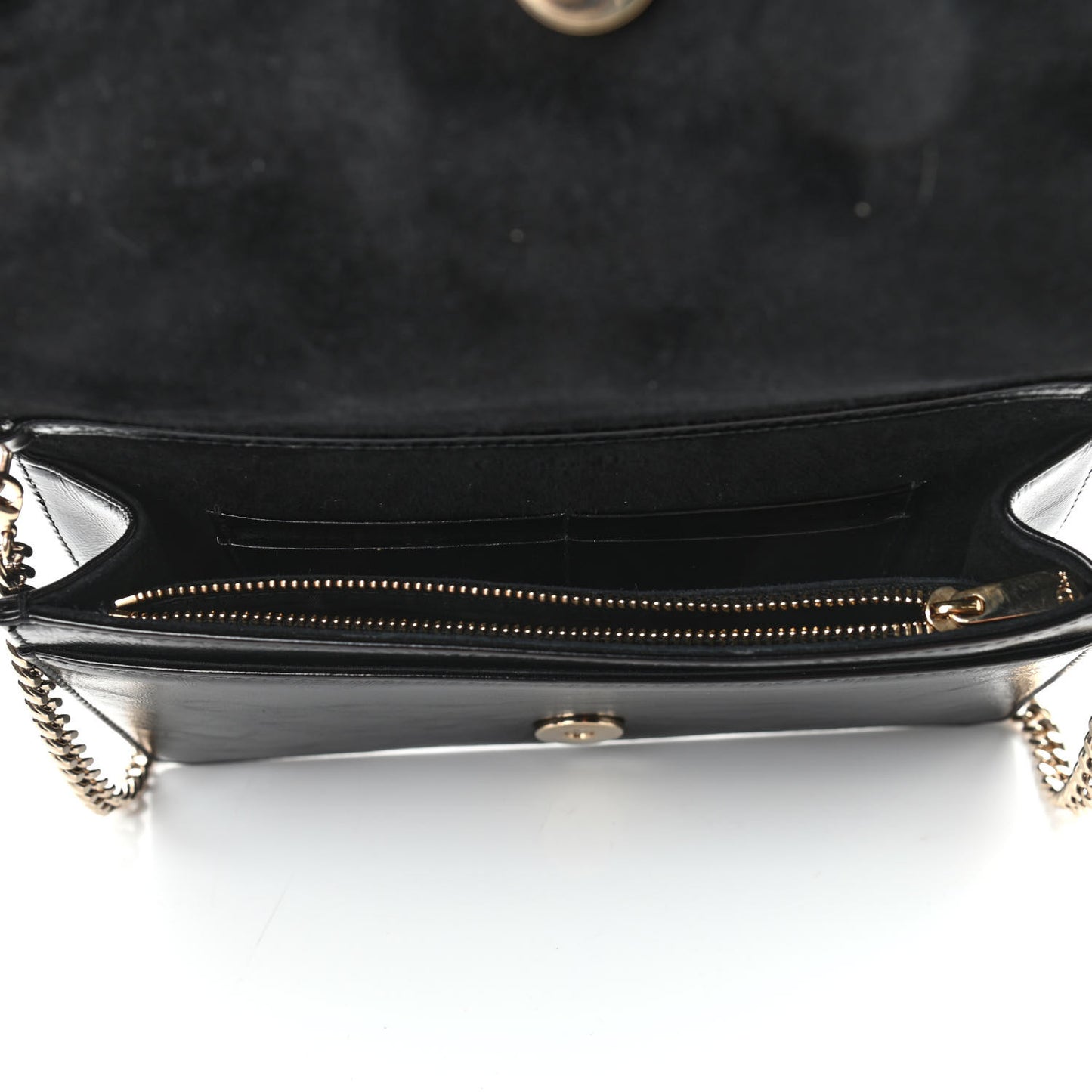 Crinkled Calfskin Diorama Wallet on Chain Pouch Black