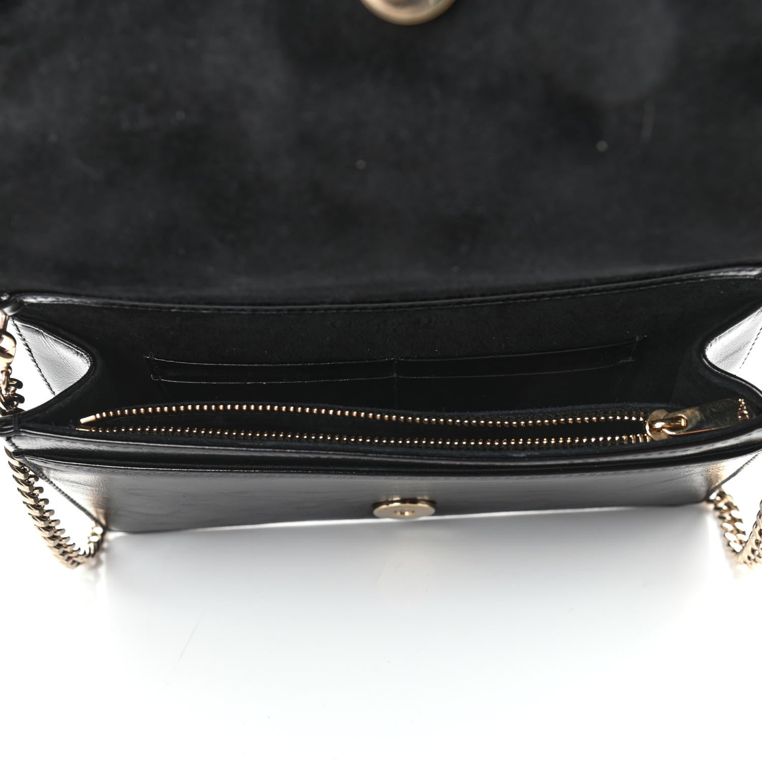 Christian Dior Crinkled Calfskin Diorama Wallet on Chain Pouch Black 4 of 4