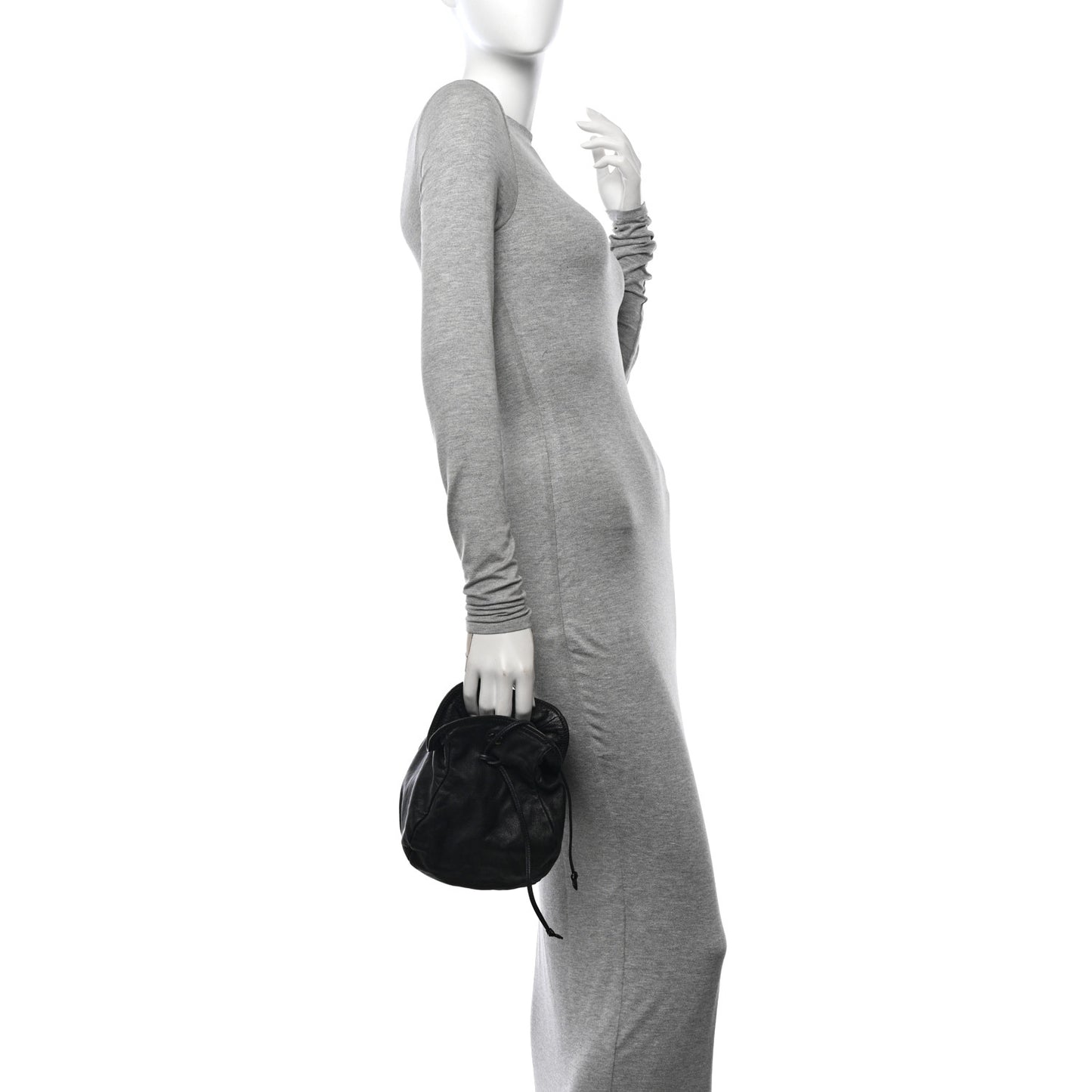 Lambskin Drawstring Bag Black