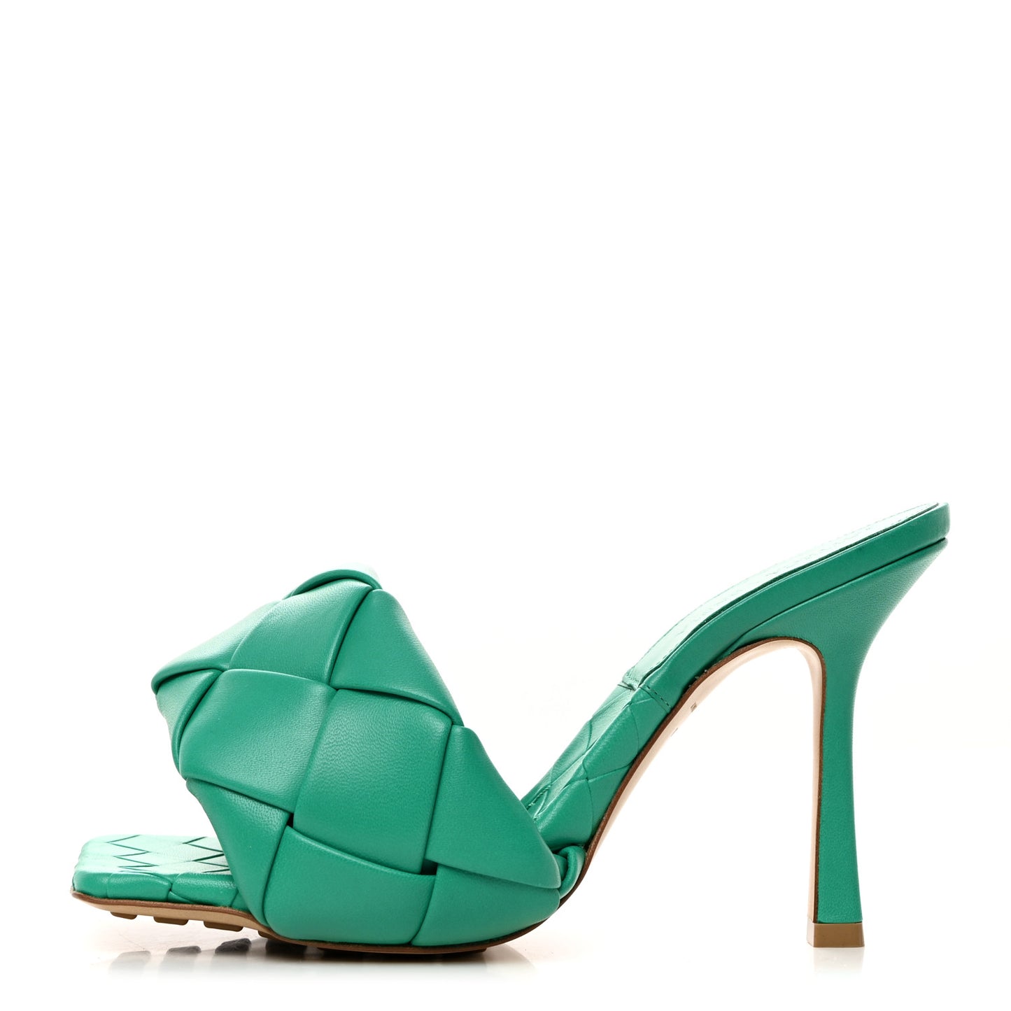 Nappa Maxi Intrecciato Lido Mule Sandals 36.5 Acid Turquoise