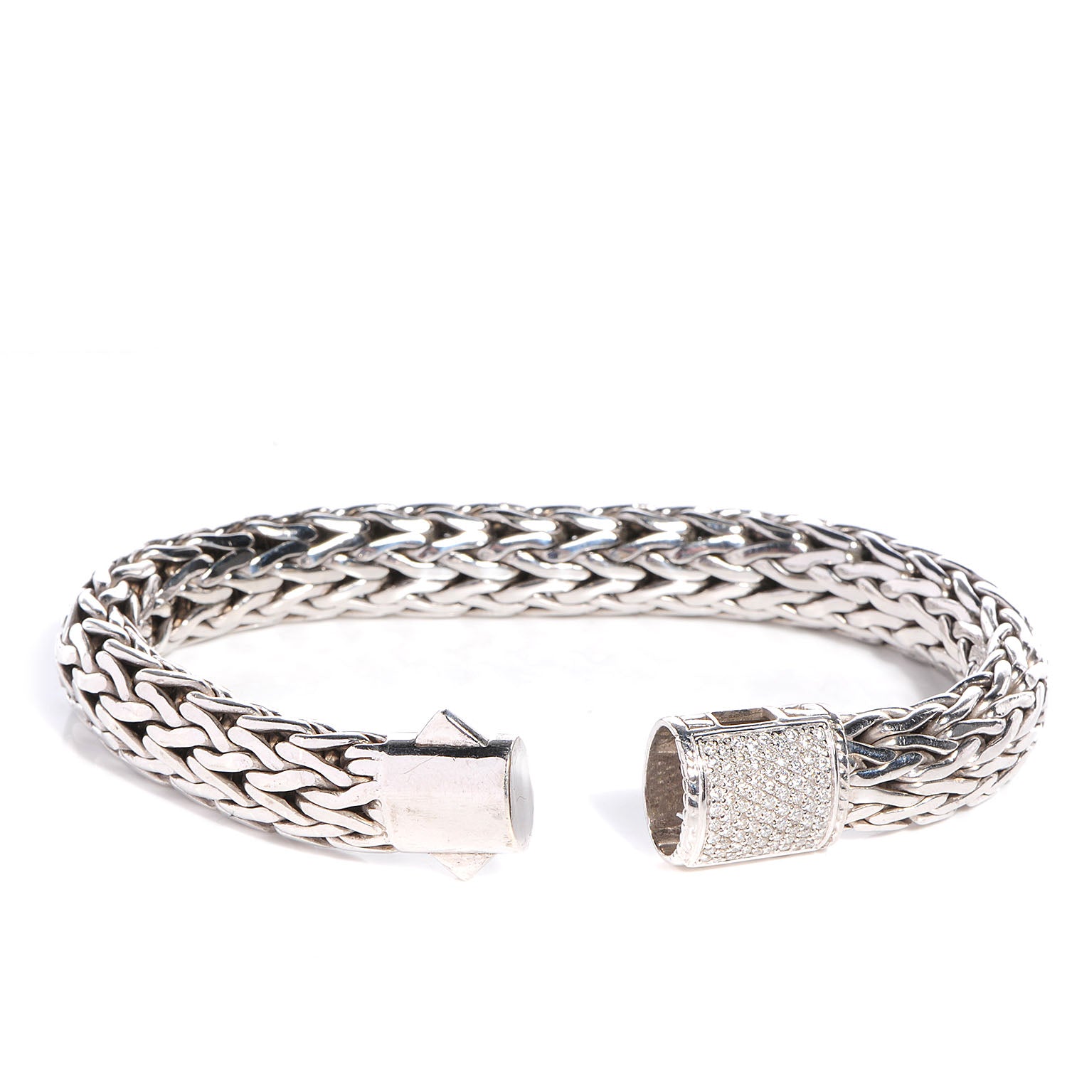 Cartier JOHN HARDY Sterling Silver Pave Diamonds Classic Chain Clasp Bracelet Medium 3 of 5