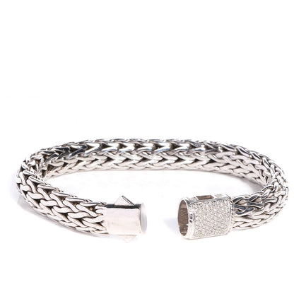 Cartier JOHN HARDY Sterling Silver Pave Diamonds Classic Chain Clasp Bracelet Medium 3 of 5