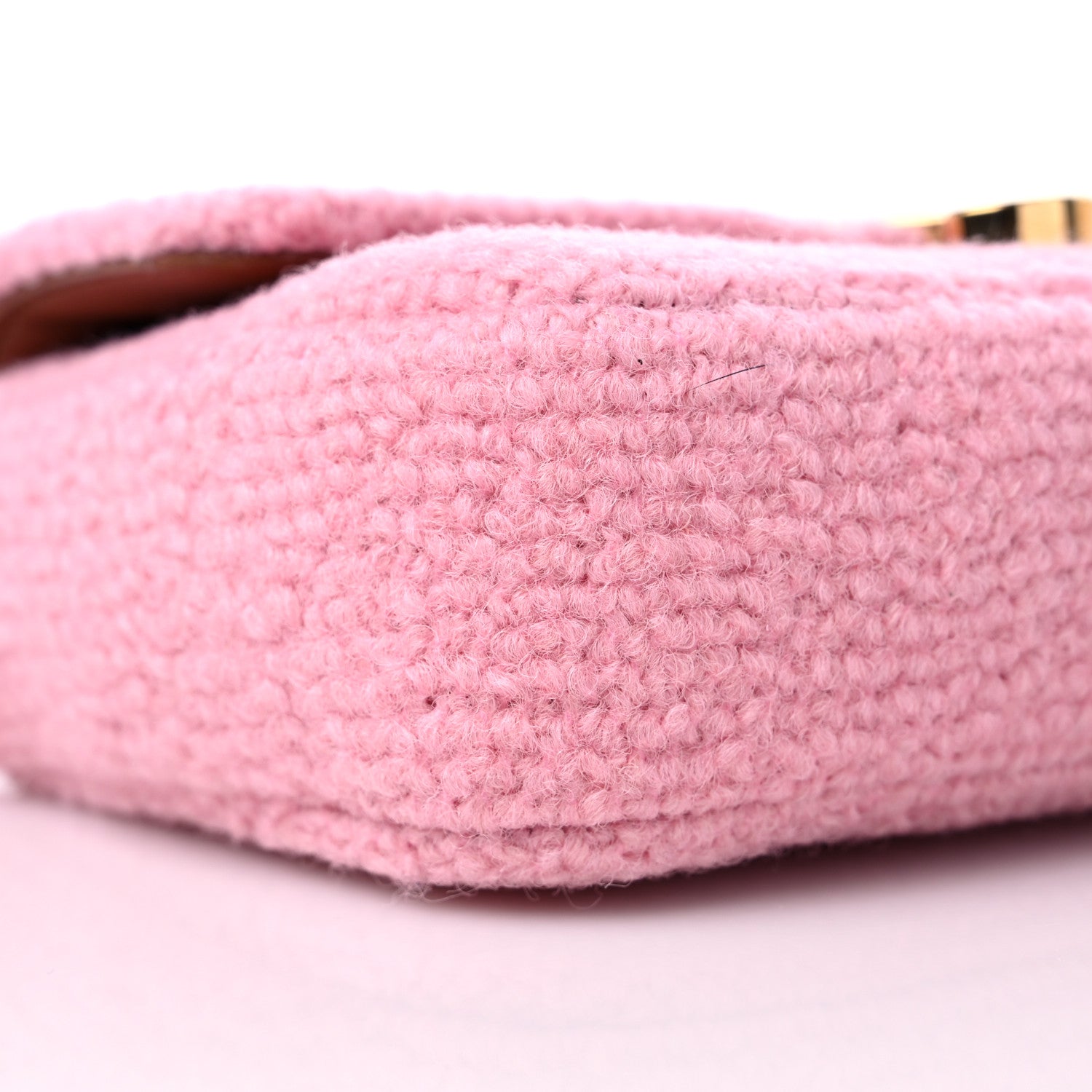 Celine Tweed Triomphe Chain Shoulder Bag Pink 9 of 11