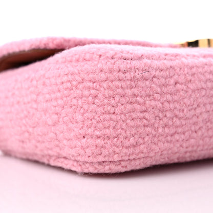 Celine Tweed Triomphe Chain Shoulder Bag Pink 9 of 11