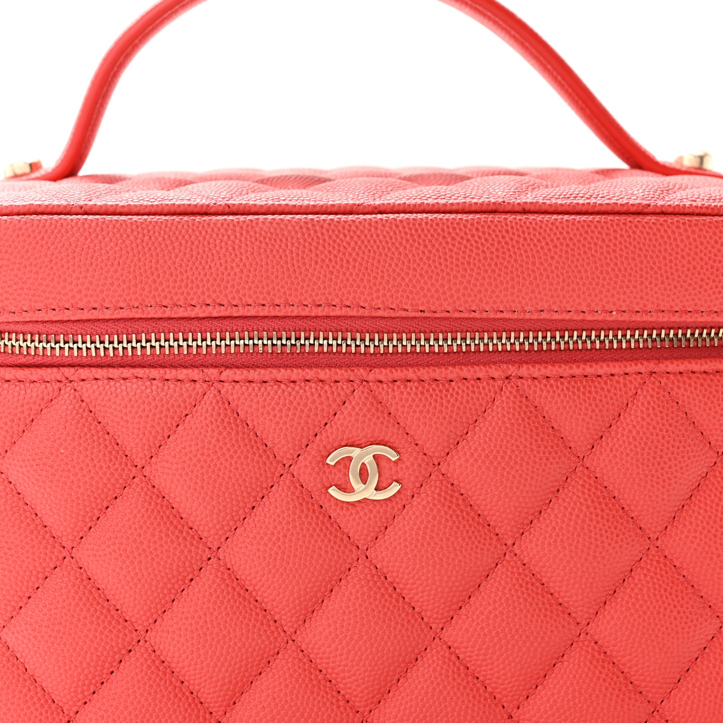 Caviar Quilted Large Vanity Pouch Red