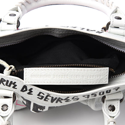 Balenciaga Agneau Graffiti All Over Classic Hardware Mini City White Multicolor 7 of 10