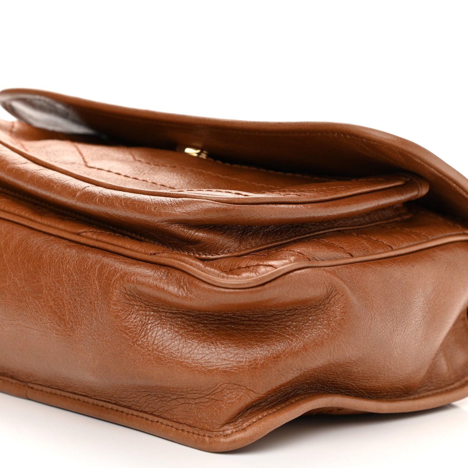 Saint Laurent Crinkled Calfskin Matelasse Monogram Medium Niki Chain Satchel Caramel 11 of 13