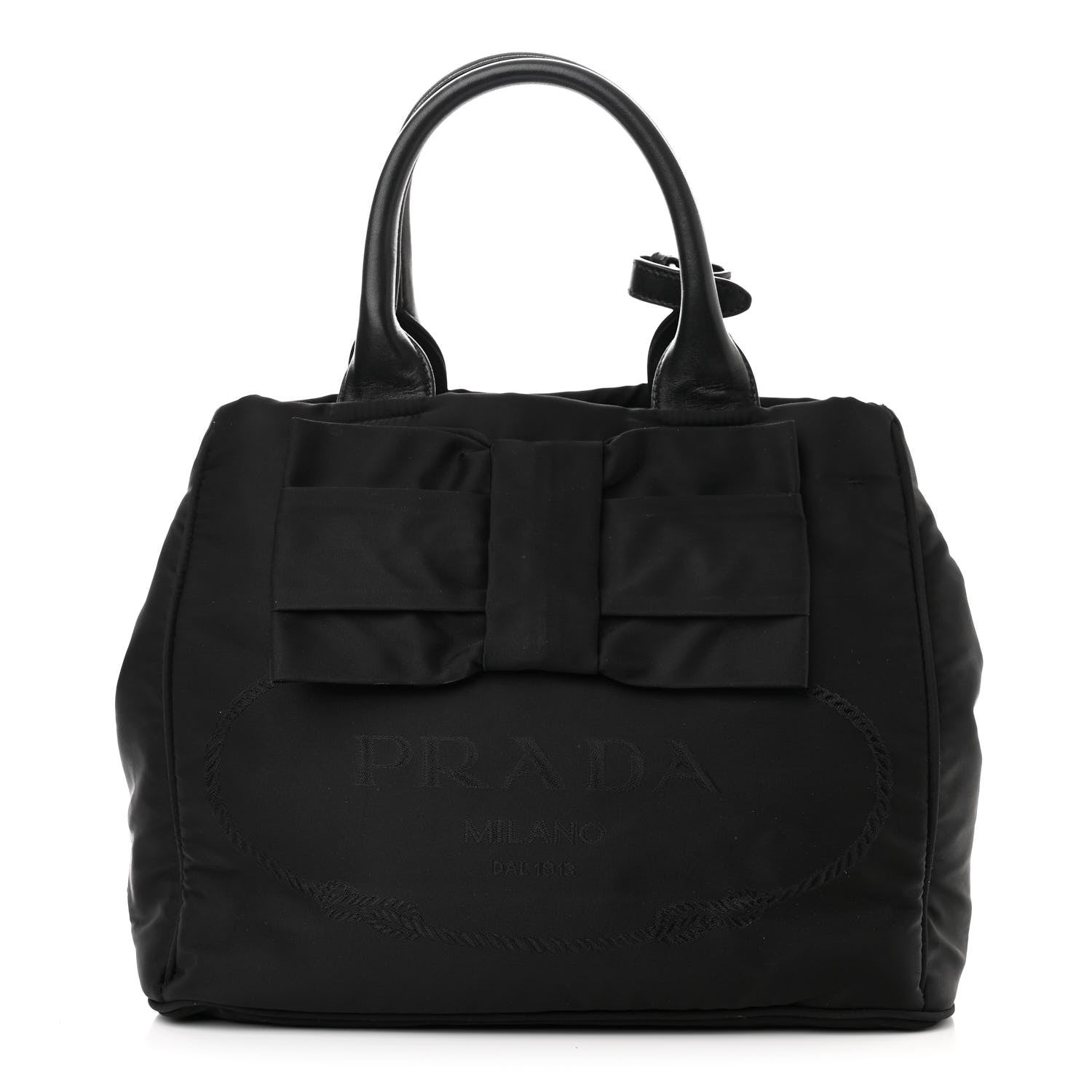 Prada Nylon Tessuto Bow Logo Tote Black 1 of 11