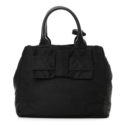 Prada Nylon Tessuto Bow Logo Tote Black 1 of 11