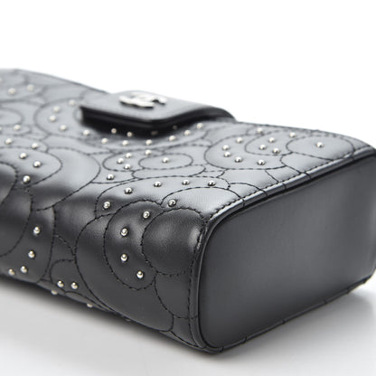 Chanel Lambskin Camellia Studded Clutch With Chain Black 6 of 11