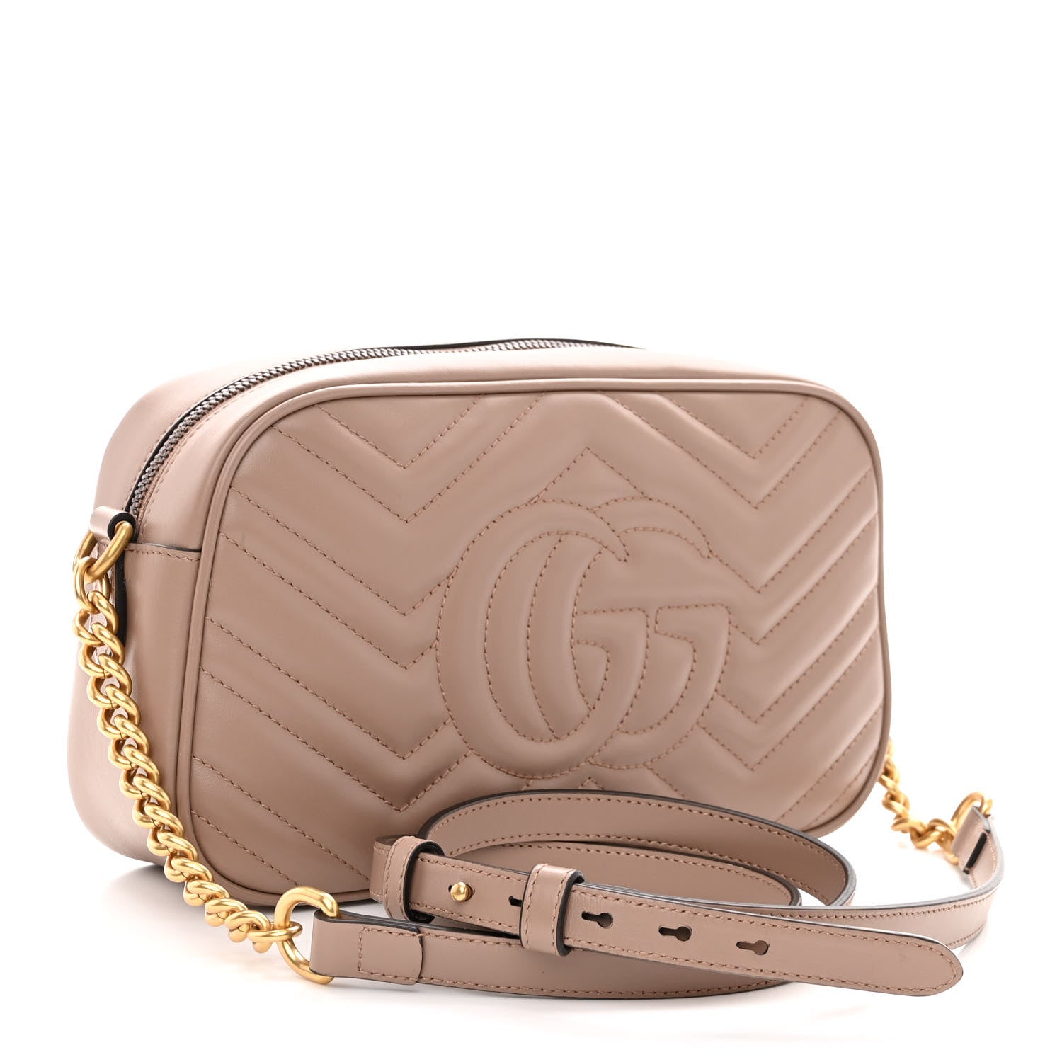 Gucci Calfskin Matelasse Small GG Marmont Chain Shoulder Bag Porcelain Rose 3 of 9