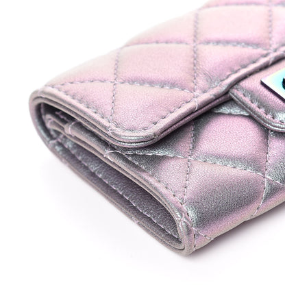 Chanel Iridescent Lambskin Quilted Reissue Flap Card Holder Light Purple 9 of 14