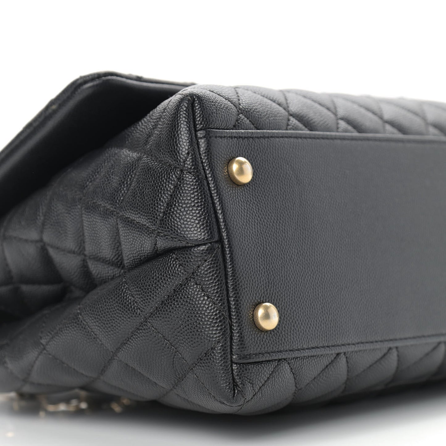 Caviar Quilted Small Coco Handle Flap Black