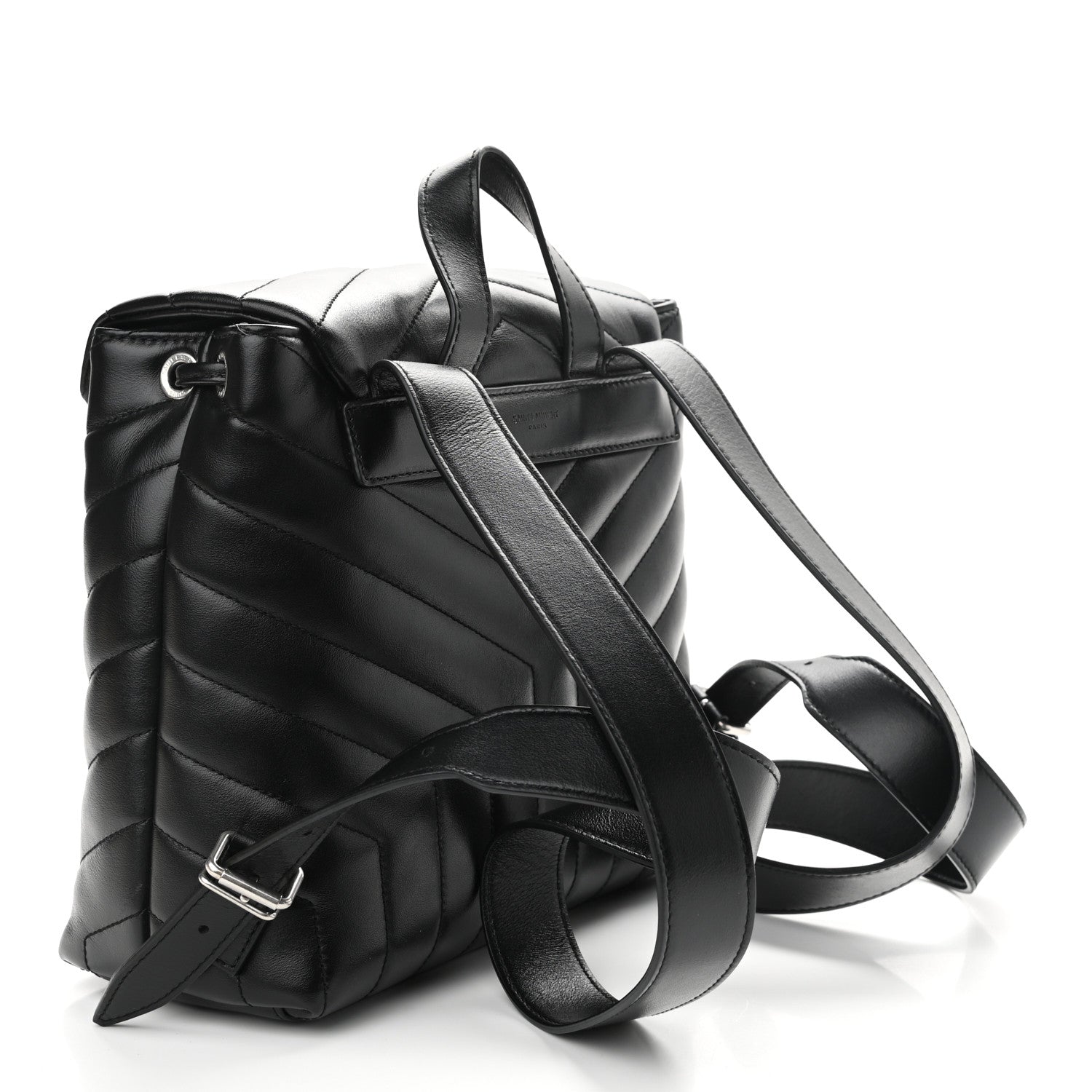 Saint Laurent Calfskin Y Quilted Monogram Small Loulou Backpack Black 3 of 9