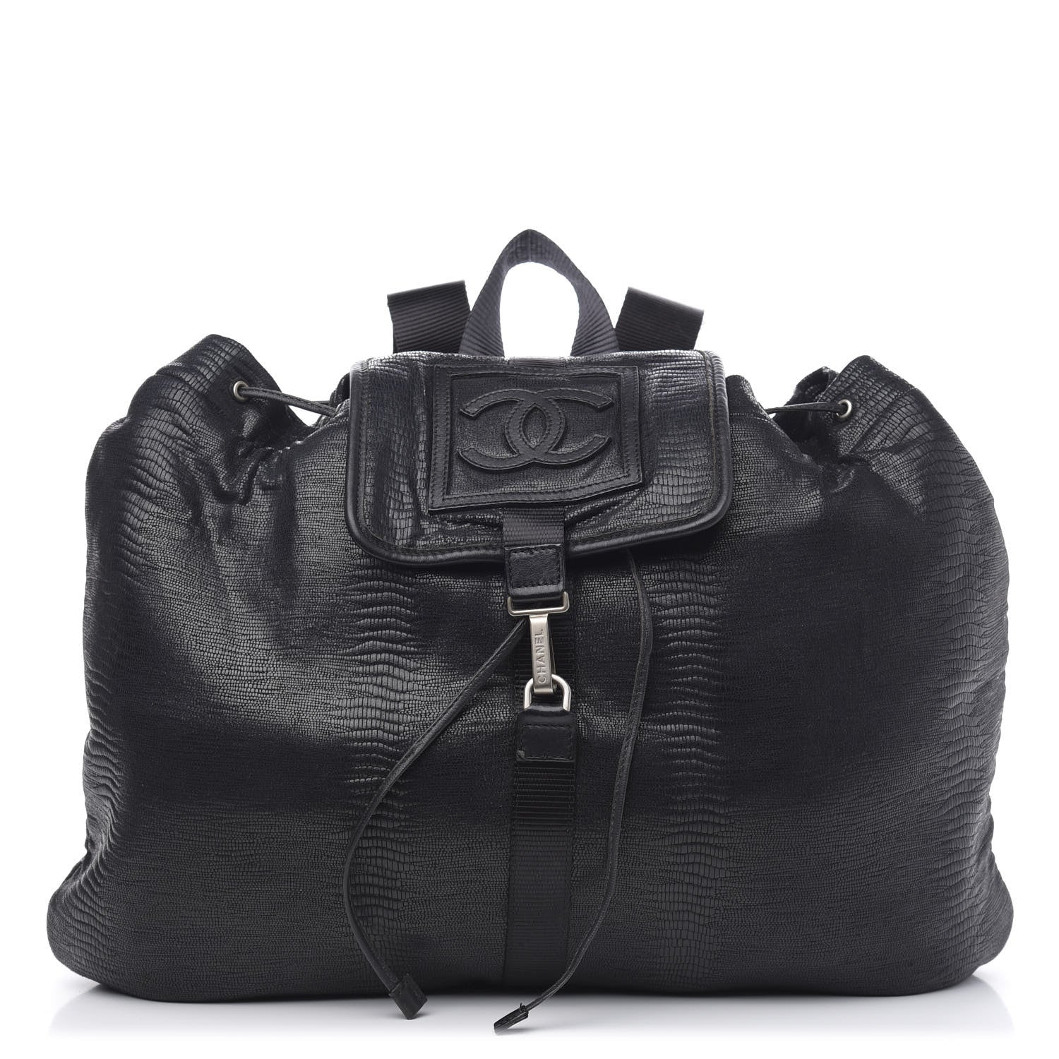 Chanel Lizard Printed Jersey Backpack Black 1 of 9