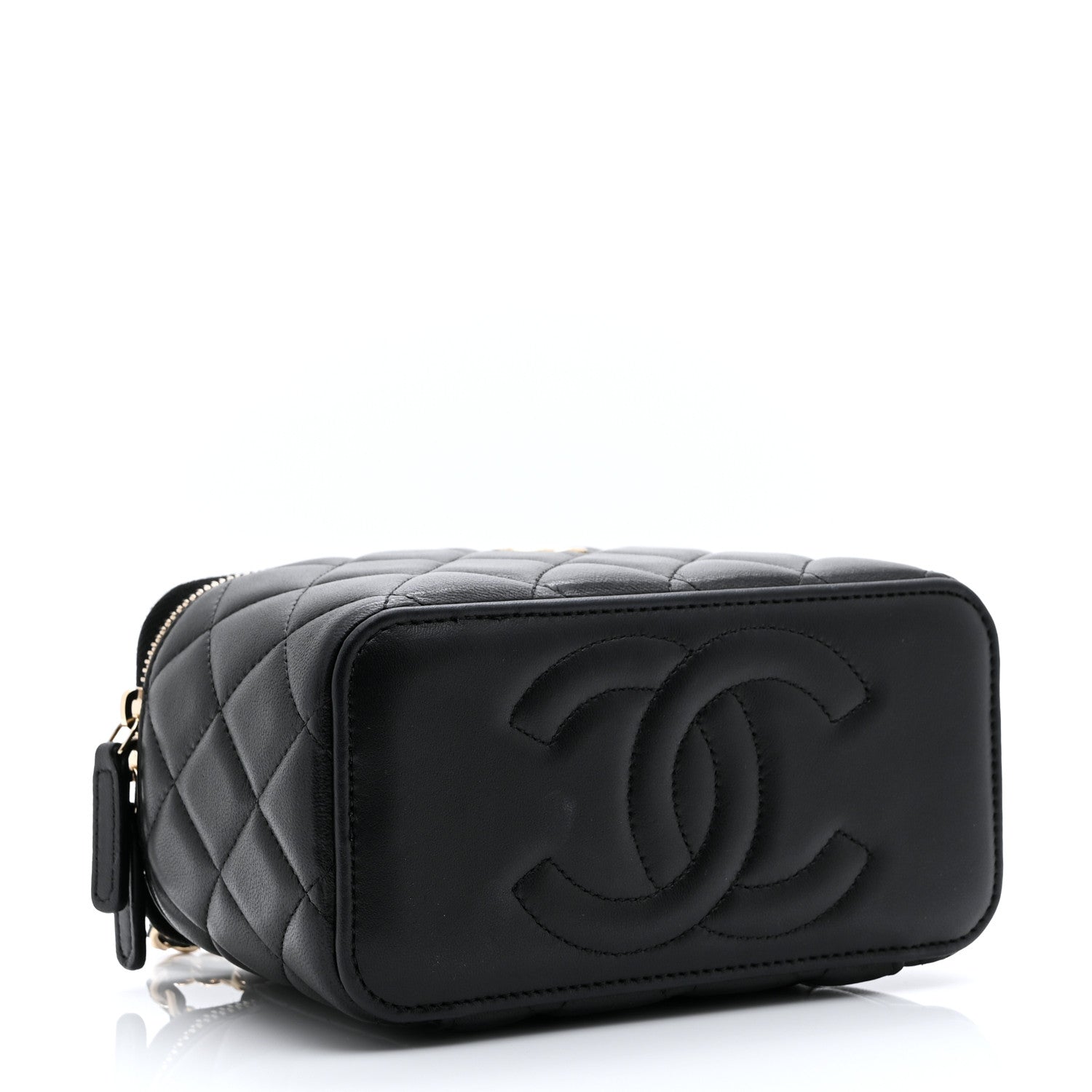 Chanel Lambskin Quilted Small Top Handle Vanity Case With Chain Black 4 of 10