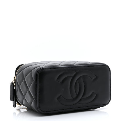 Chanel Lambskin Quilted Small Top Handle Vanity Case With Chain Black 4 of 10