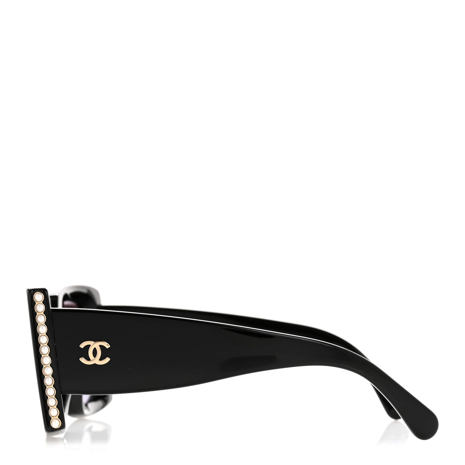 Chanel Acetate Pearl Rectangle Sunglasses 5480-H-A Black 3 of 8