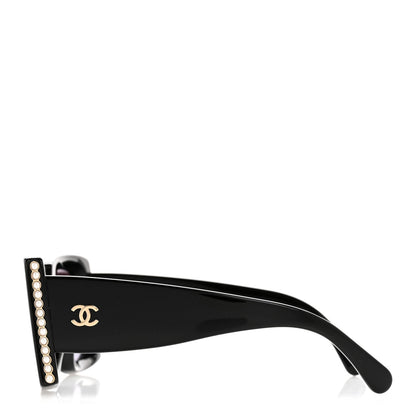 Chanel Acetate Pearl Rectangle Sunglasses 5480-H-A Black 3 of 8