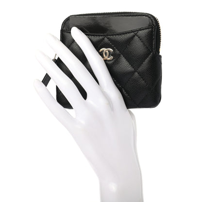Chanel Caviar Quilted Zip Card Holder Wallet Black 2 of 7