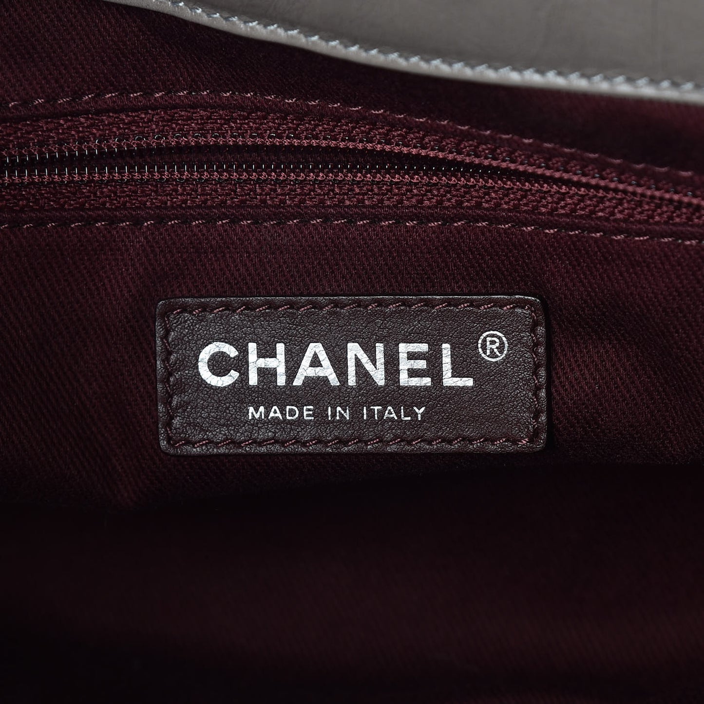 Iridescent Calfskin Quilted Small In The Mix Tote Grey