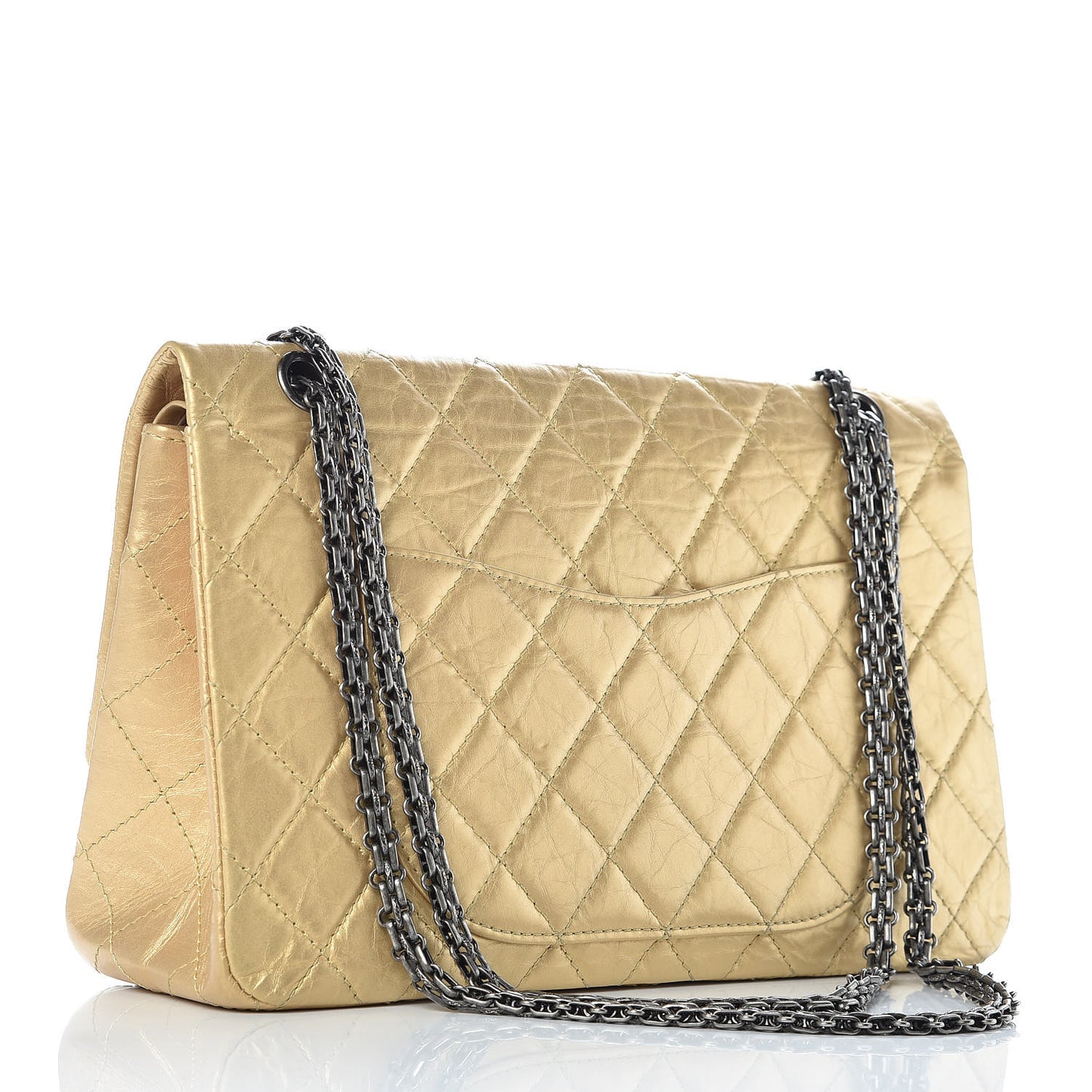 Metallic Aged Calfskin Quilted 2.55 Reissue 227 Flap Gold