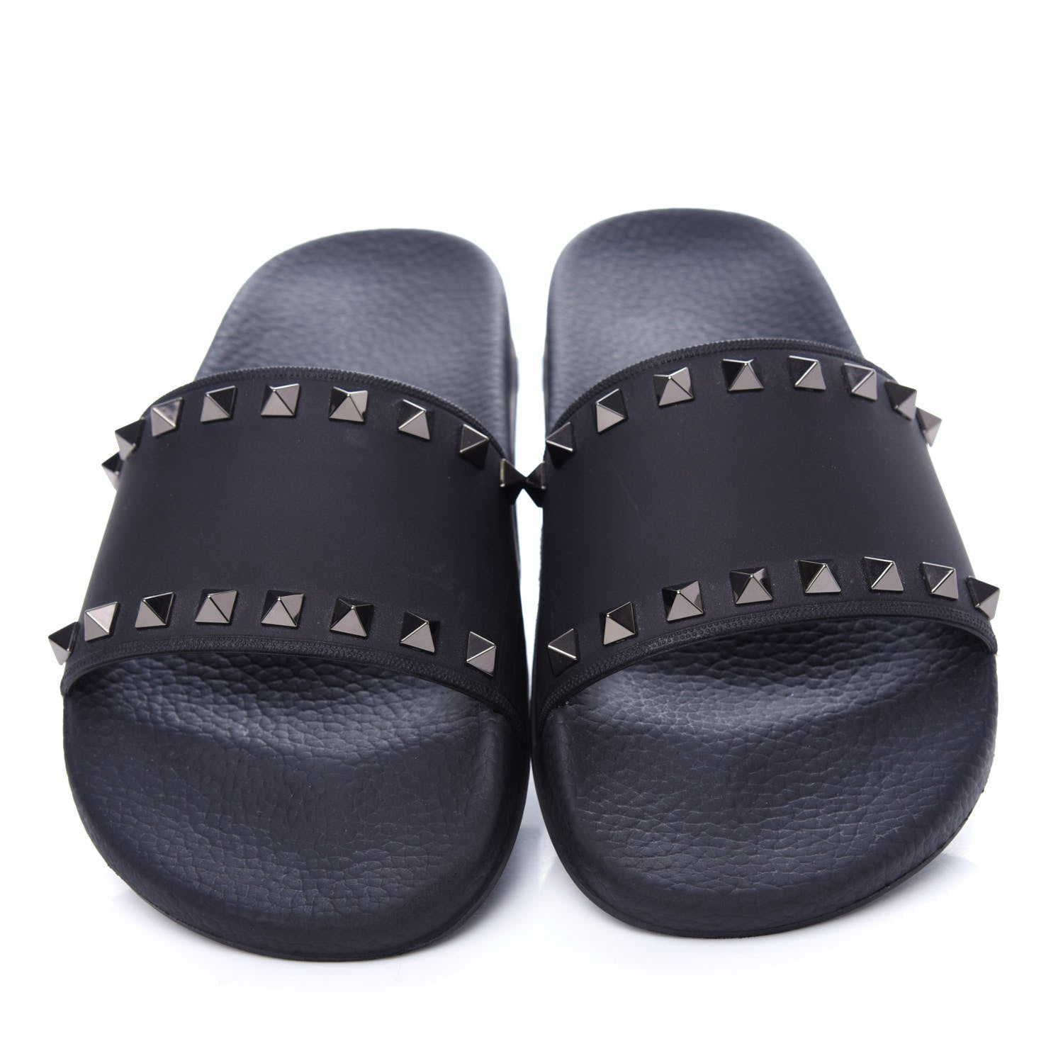 Valentino Garavani Rubber Rockstud Slide Sandals 38 Black 5 of 9