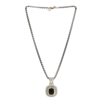 David Yurman Sterling Silver 14K Yellow Gold Black Onyx 12mm Albion Enhancer Pendant Necklace 2 of 3