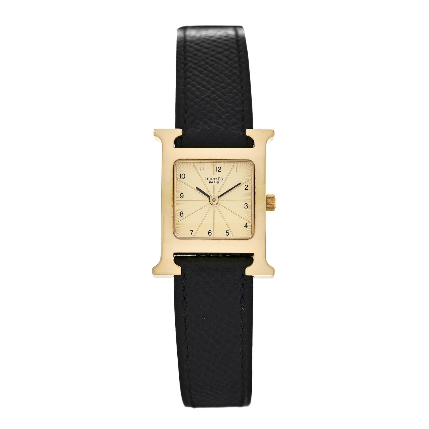 Hermes Stainless Steel Epsom 21mm Heure H Hour Quartz Watch Noir 1 of 4