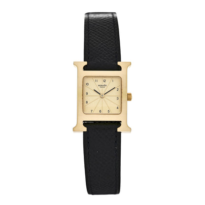 Hermes Stainless Steel Epsom 21mm Heure H Hour Quartz Watch Noir 1 of 4