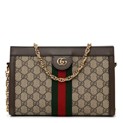 Gucci GG Supreme Monogram Web Small Ophidia Chain Shoulder Bag Brown 1 of 9
