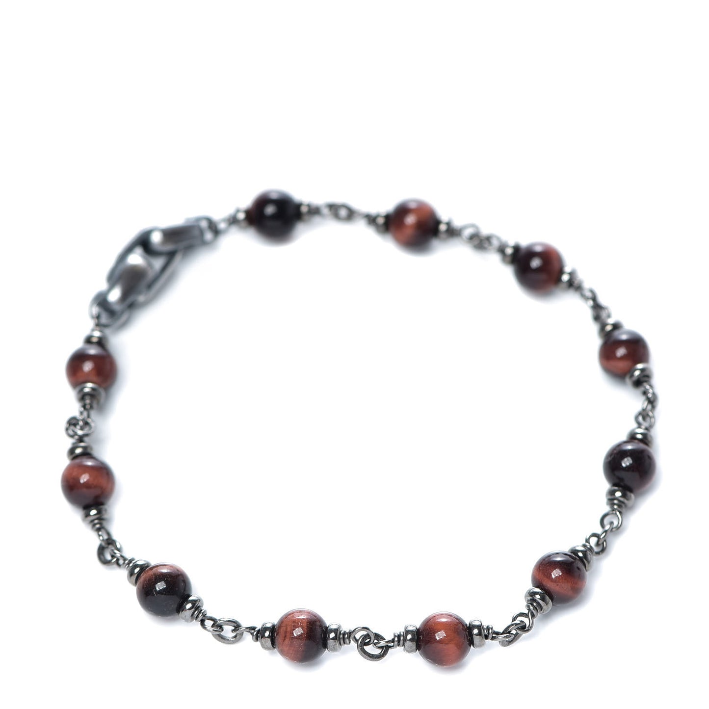 Sterling Silver Red Tiger Eye Mens Spiritual Beads Rosary Bracelet M