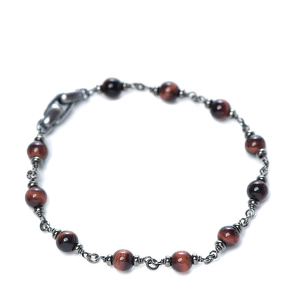 David Yurman Sterling Silver Red Tiger Eye Mens Spiritual Beads Rosary Bracelet M 1 of 4