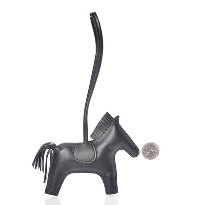 Hermes Milo Lambskin Grigri Rodeo Horse Bag Charm MM So Black 2 of 7