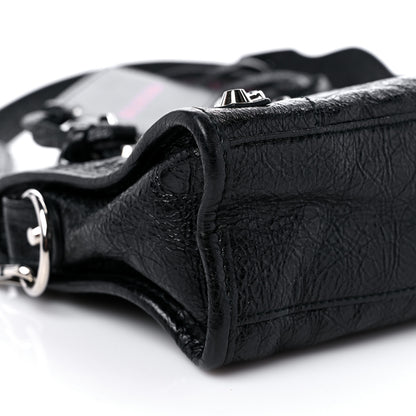 Balenciaga Agneau Classic Silver Hardware City Logo Strap Black Red 7 of 8