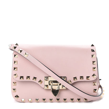 Valentino Garavani Vitello Mini Rockstud Flap Saddle Crossbody Bag Water Rose 1 of 7