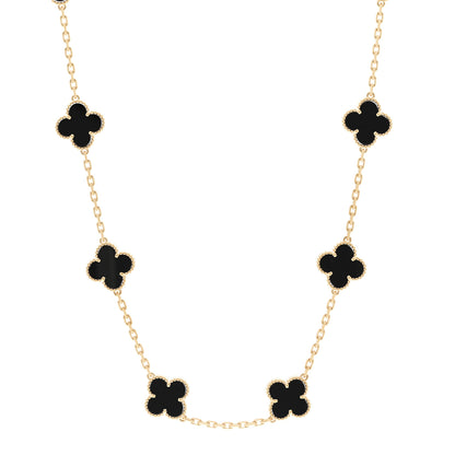 Van Cleef & Arpels 18K Yellow Gold Black Onyx 10 Motifs Vintage Alhambra Necklace 1 of 6