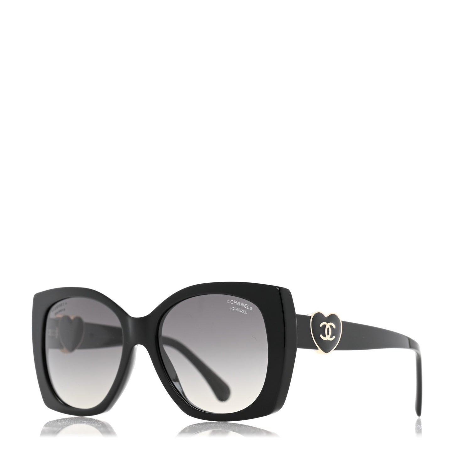 Acetate Square CC Heart Sunglasses 5519 Black
