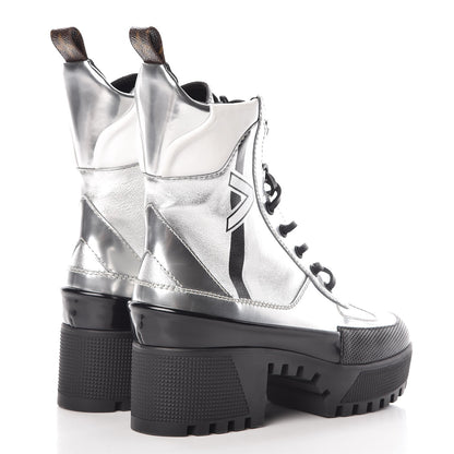 Louis Vuitton Patent Calfskin Spaceship Laureate Platform Desert Boots 36 Silver 4 of 11