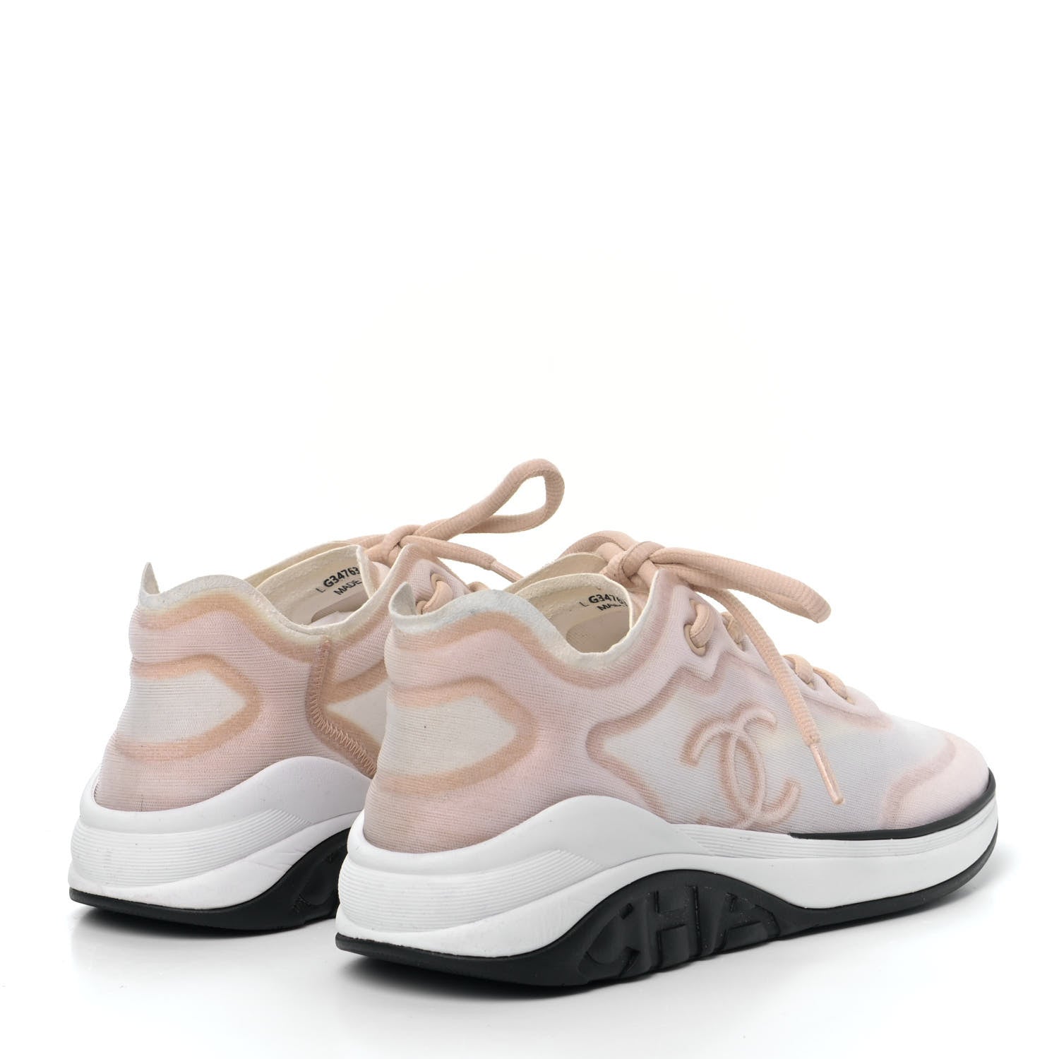 Chanel Lycra Fabric CC Sneakers 37.5 White Beige 3 of 10
