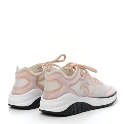 Chanel Lycra Fabric CC Sneakers 37.5 White Beige 3 of 10