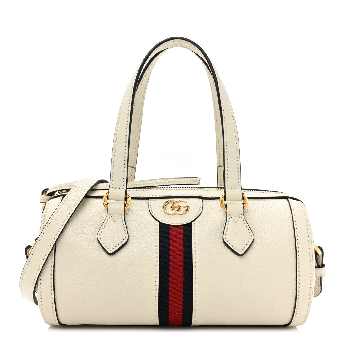 Textured Calfskin Ophidia Boston Bag Mystic White