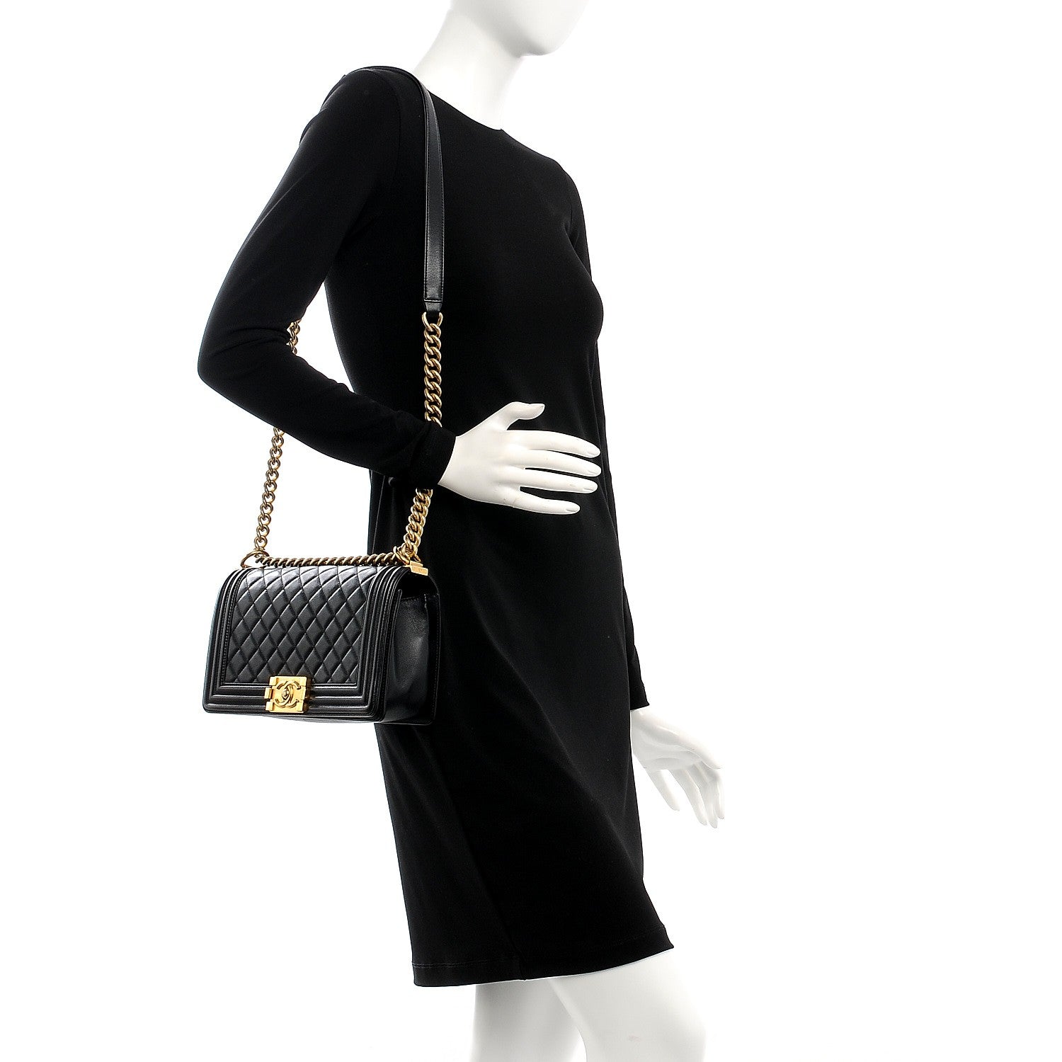 Chanel Calfskin Quilted Medium Boy Flap Black 2 of 8