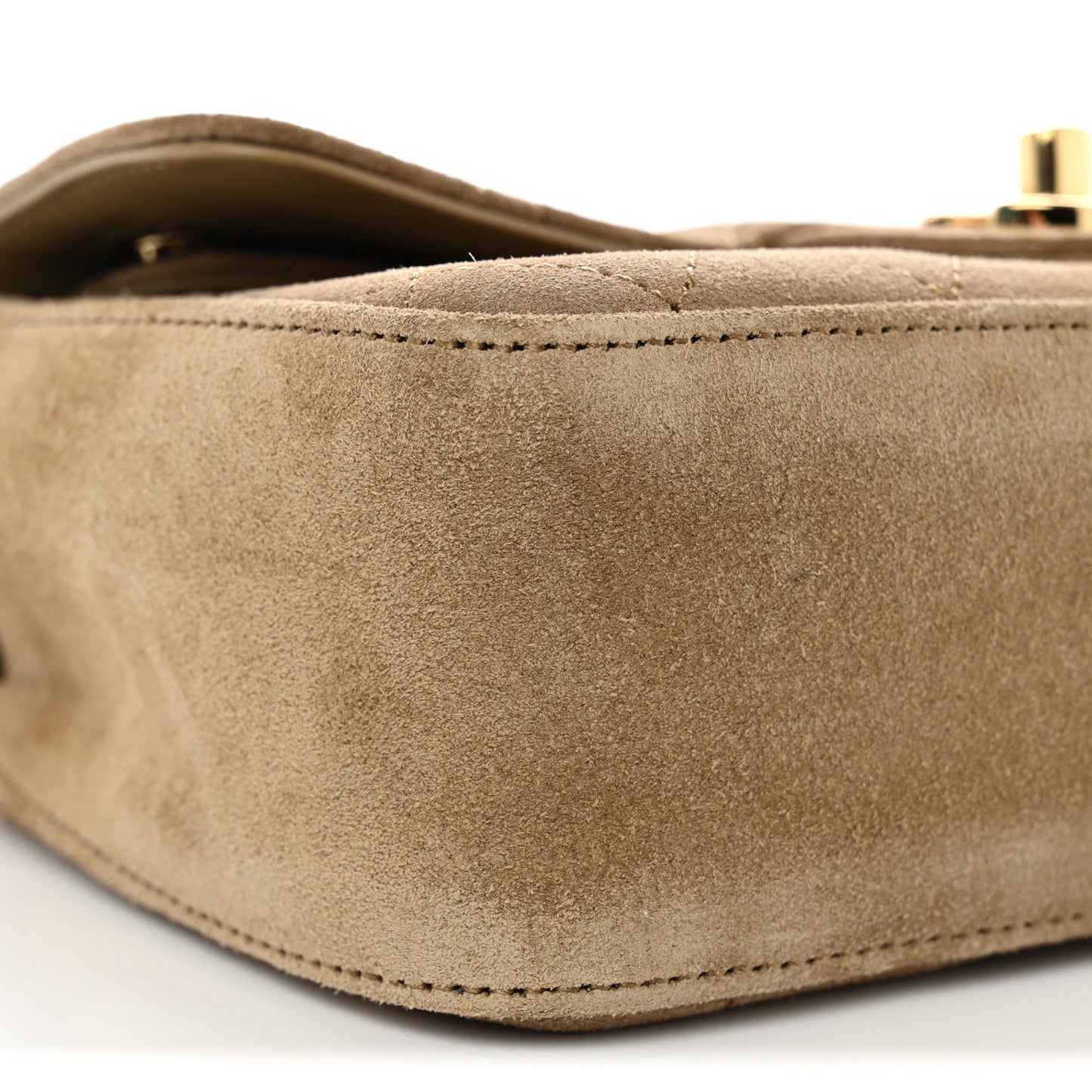 Suede Calfskin Mini Souplissimo Flap Dark Beige