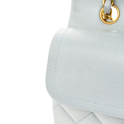 Chanel Lambskin Quilted Medium Double Flap Light Blue 13 of 16