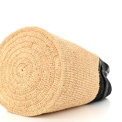 Celine Raffia Calfskin Nano Big Bag Bucket Black Natural 9 of 10