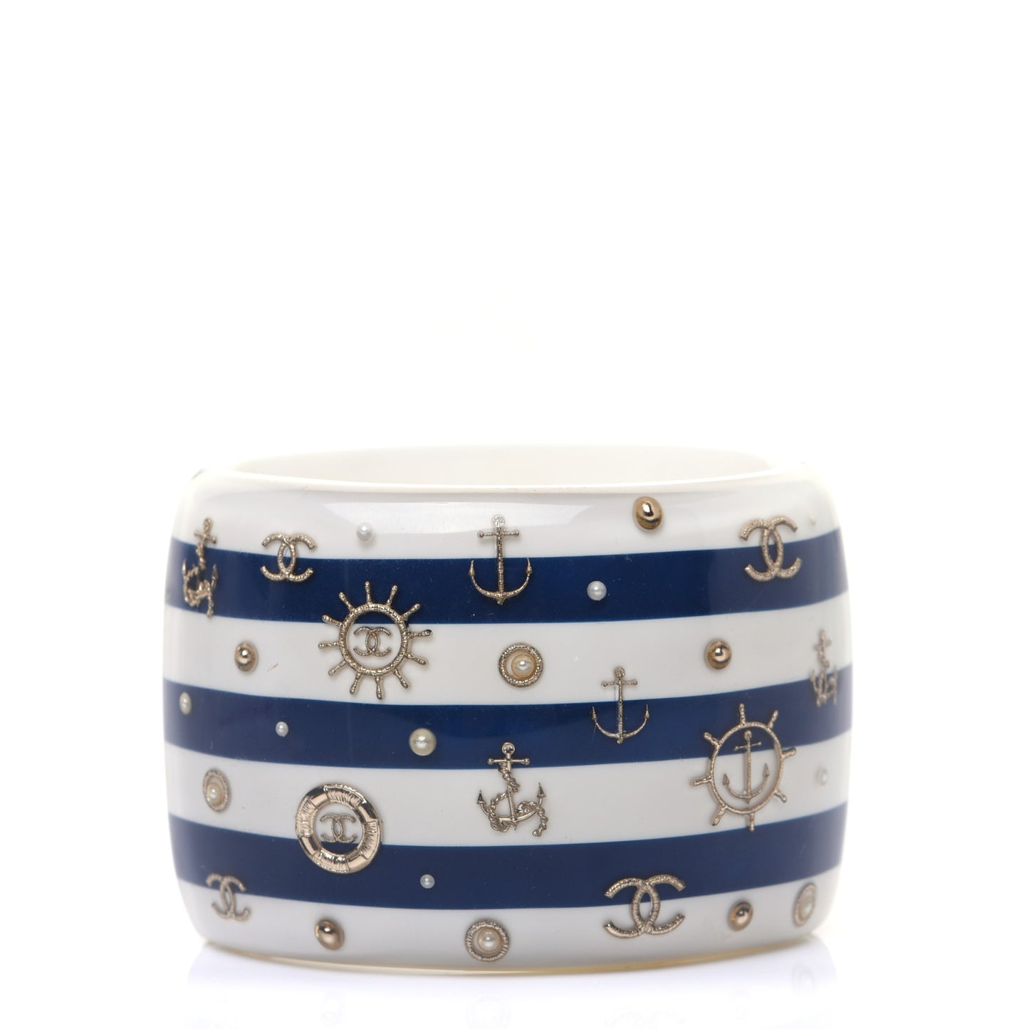 Resin Pearl Stripe CC Cuff White Navy